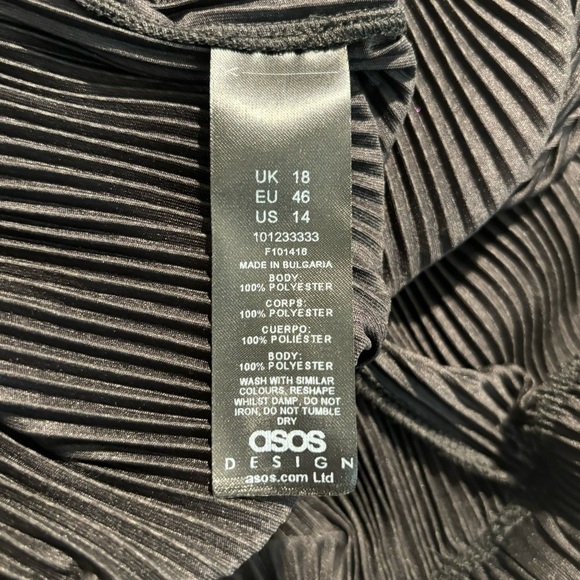 ASOS Sz 14 Mini Pleats Slinky Wide Leg Elasticized Waist Palazzo Style Pants - Picture 9 of 10